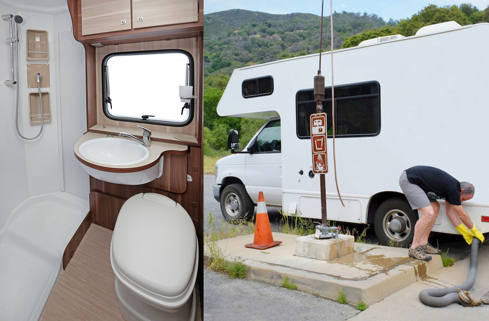 Portable RV/camper toilet and holding tank setup in Warrensburg, Missouri
